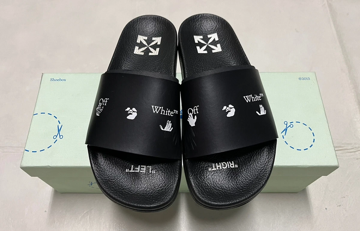 OFF WHITE WOMENS SWIMMING MAN BLACK SLIDES SIZE 38 DROWNING OFF
