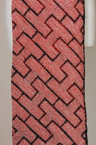 vintage Japanese silk shibori fabric artisan hand tie dye red brown dot 6 - Picture 14 of 24