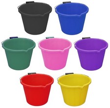 15 Litre 3 Gallon Colour Plastic Buckets Carry Handle Storage Containers Tubs 