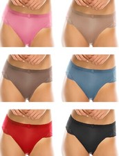 Women's Briefs 3/6/12 Bikini High cut Panties Undies Satin Silky Cool Lot 63023