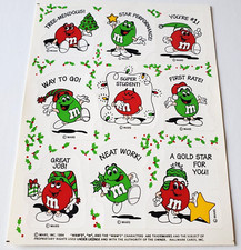 Vtg Sticker Sheet Hallmark 1994 Mars M M's Christmas Star Performance Great Job