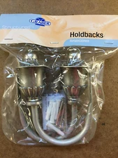 Set of 2 GRABER Nickel Empire Curtain Holdbacks Drapes Holders NEW Silver.