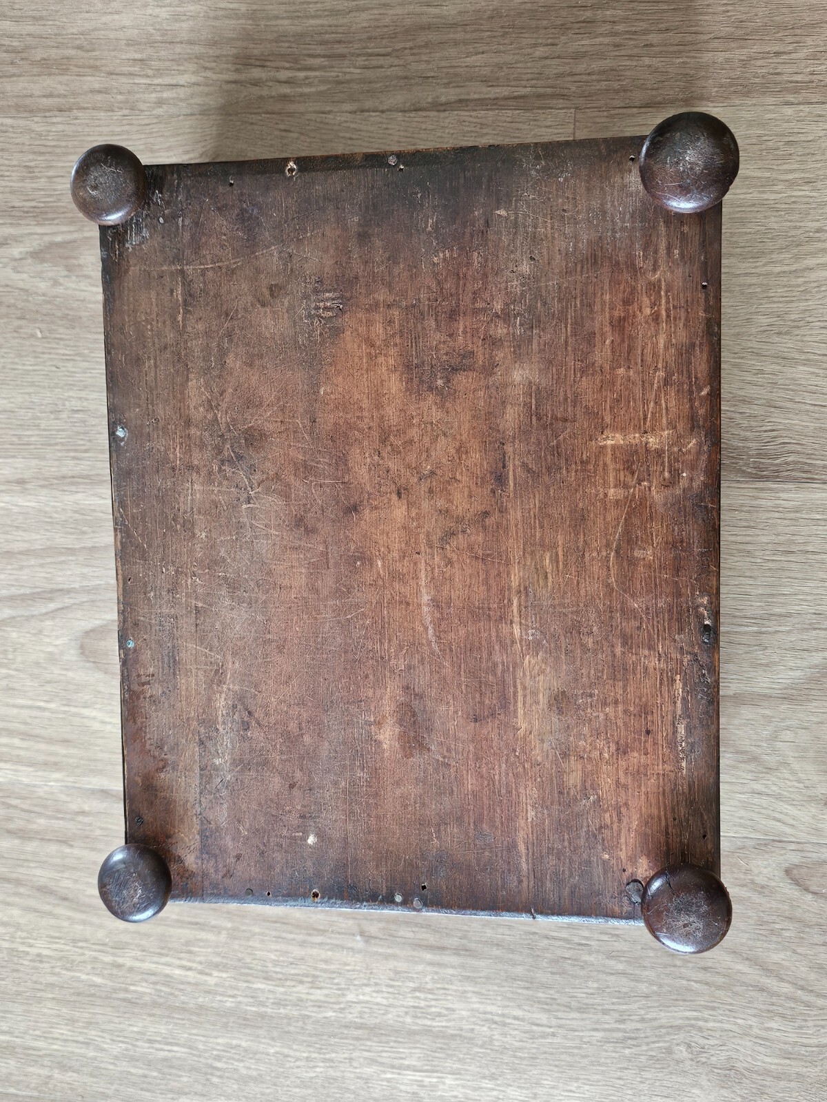 Antique Mahogany Sewing Box with bun feet for Restoration 34 X 27 x
