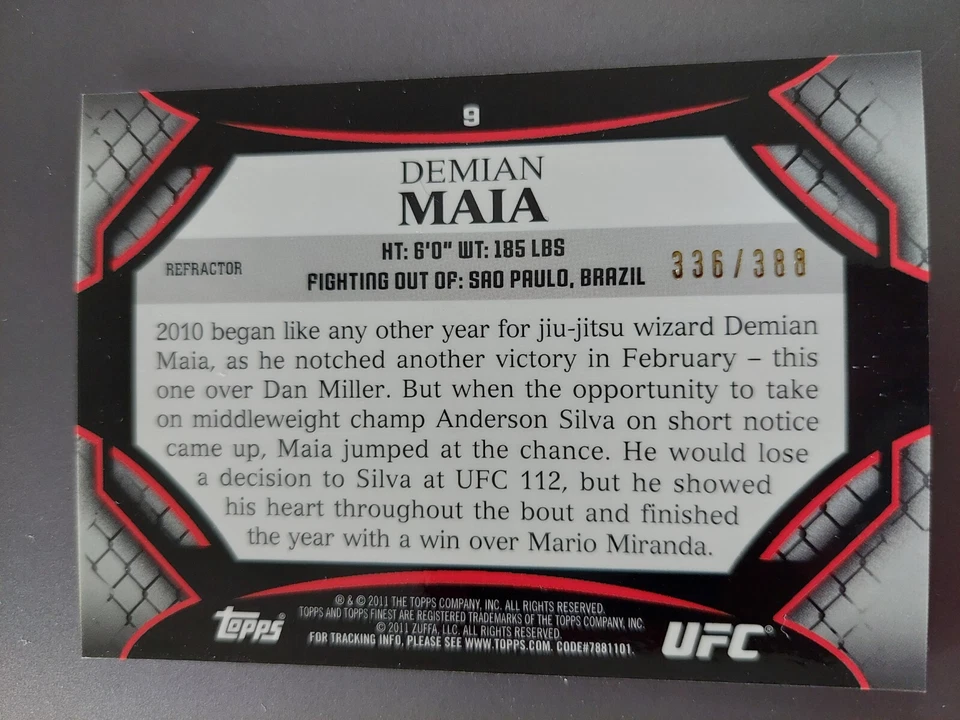 Demian Maia #9 2011 Topps UFC Finest X-Refractor #336/388 - Image 2 of 2