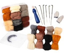 8 Colors Wool Fibre Yarn Roving for Needle Felting Starter Kit with Storage Box