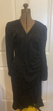 Vintage Flora Kung New York 80s Fashion Wrap Black Silk Luxury Dress Size 6