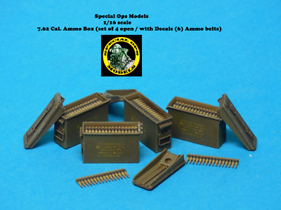 1/16 scale Modern 7.62 cal. Ammo Box (set of 4 open & 6 Ammo Belts) with Decals