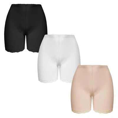 Neu Damen Radlerhose Leggings mit Spitze Langbeinschlüpfer Unterhose Pants M-XXL - Bild 1 von 4