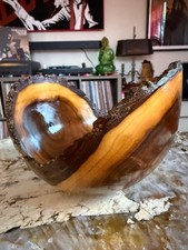 Handcrafted Live Edge Walnut Bowl Stamped MFF 7  x6  x5  Beautiful Woodworking Art