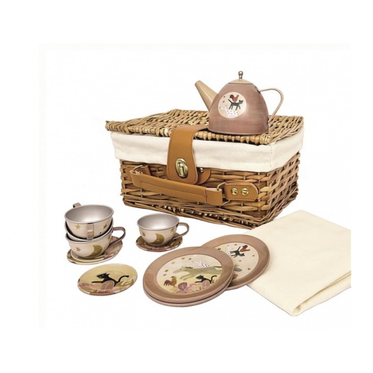 Egmont Toys Bremen Musicians Wicker Basket for IR Picnic with Set of Cups and Te
