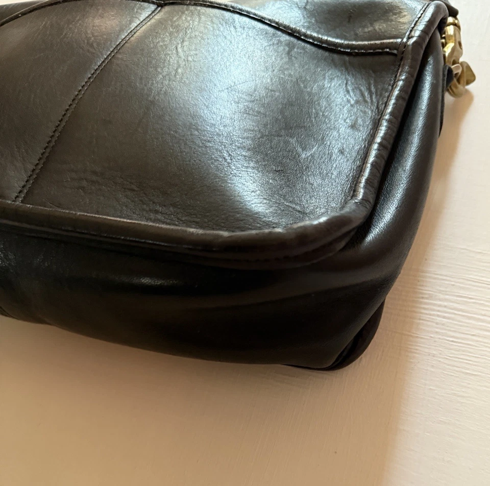 Bolso de Colección Coach Negro Cuero Curtido Acompañero 9300 Clásico Legado EE. UU. Foto 4 de 4