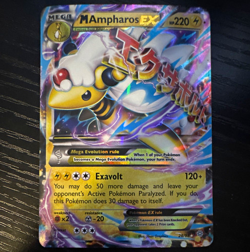 Pokemon M Ampharos EX 28/98 XY Ancient Origins Ultra Rare Full Art Holo Mega