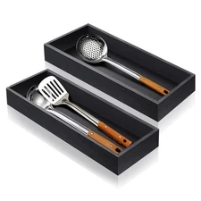 Utensil Drawer Organizer, Stackable Silverware Organizer Tray Flatware Cutler...