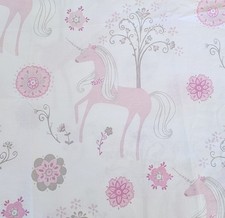 Pottery Barn Kids Twin Flat Sheet Unicorns Flowers Fairytale Pink Girls NWOT