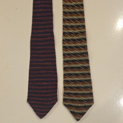 Hahn Vintage Paar Herren Strick Streifen Baumwollmischung Spitz Krawatten