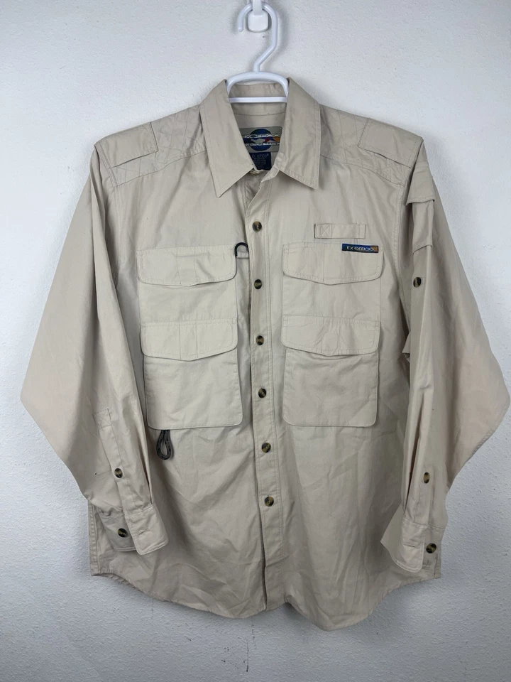 Camisa ExOfficio Adventure Travel Beige Manga Larga Con Botones Para Hombre Mediana Foto 3 de 4