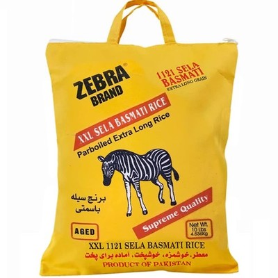 Zebra Basmati Rice - 1121 Sela XXL Parboiled Rice, (10 10 Pound (Pack of 1)