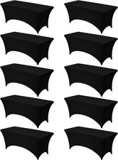10 Pack Table Cloth for 6FT Rectangular Fitted Events, Wrinkle-Resistant Stretch