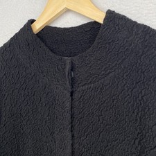 EILEEN FISHER Sweater 1X Plus Cotton Blend Textured Snap Front Cardigan Black