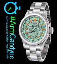 NEW 52mm Invicta Racing Mint Green Dial w/ Orange Accents Silver Case Bracelet