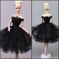 Black Lace Polka Tutu Dress For 11.5" Doll Outfits Clothes Gown Accessories