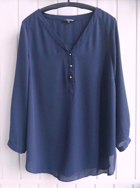 Women M&Co Shirt Navy Polyester 50 / 4XL / 58