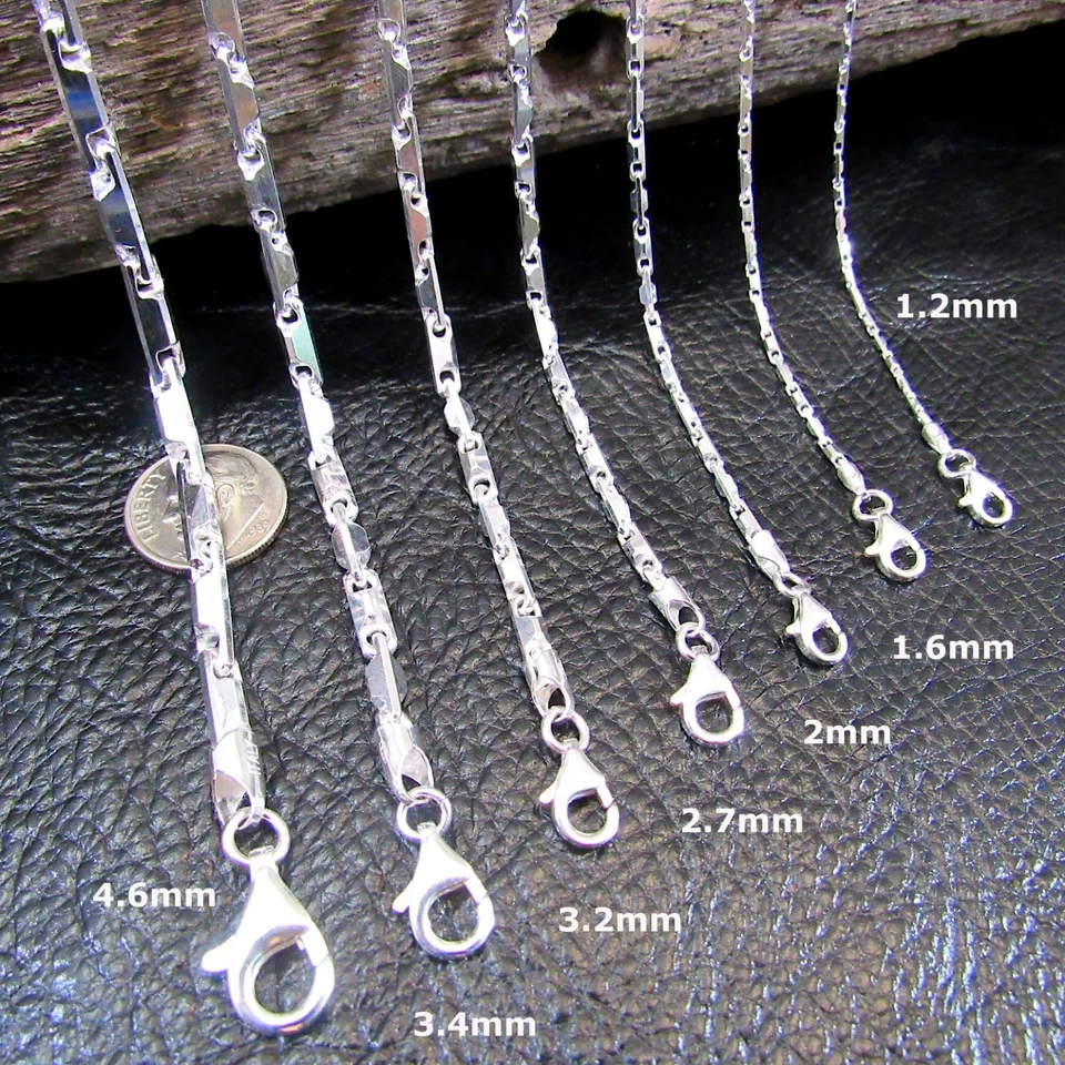 Colar masculino sólido prata esterlina 925 italiano Heshe moderno corrente de elos Itália - Imagem 2 de 4