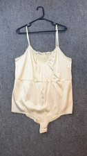 Applause Cream Satin Lace Bodysuit Women s Size 38 Vintage