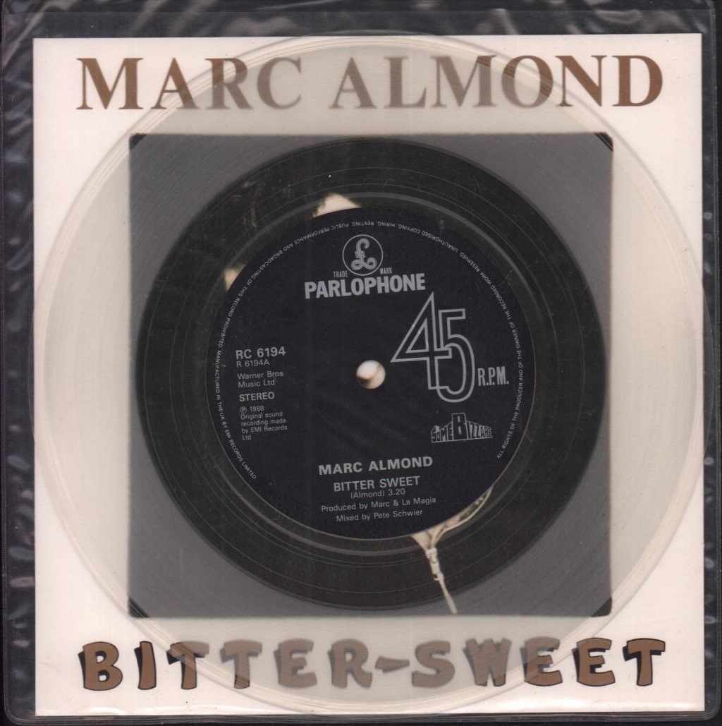 Marc Almond Bitter Sweet 7"" vinyl UK Some Bizzare 1988 Limited edition clear
