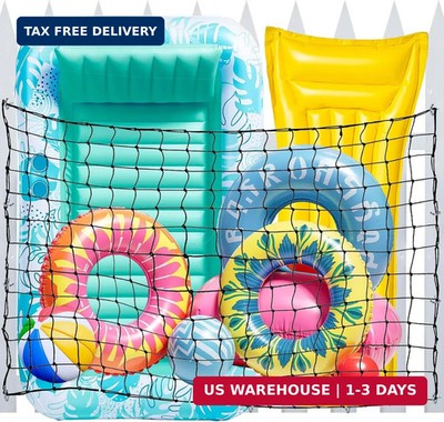 71x47in Pool Float Storage Net Extra Large Mesh Holder w/20 Hooks Toy Organizer