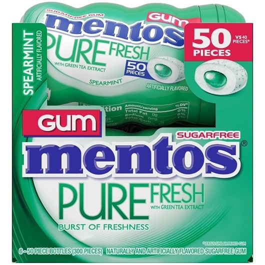 Mentos Pure Spearmint Fresh Gum, 50 Piece, 6 Per Box, 6 Per Case