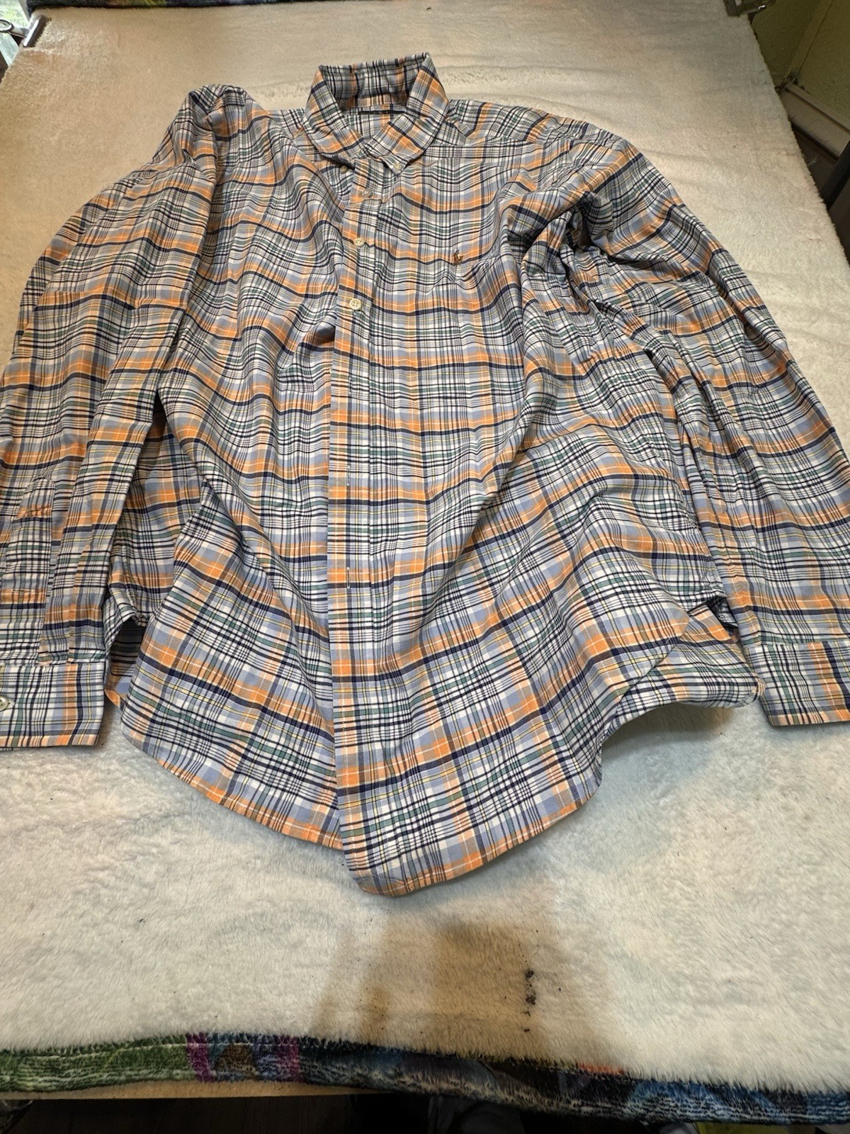 Polo Ralph Lauren Camicia Uomo Xl Plaid L S Vestibilità Classica Bottoni Carne Pony