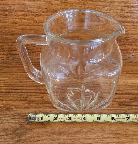 VTG Federal Glass Juice Pitcher Starburst 1QT 6x5.5x4.5" Square Shape Clear - Picture 7 of 9