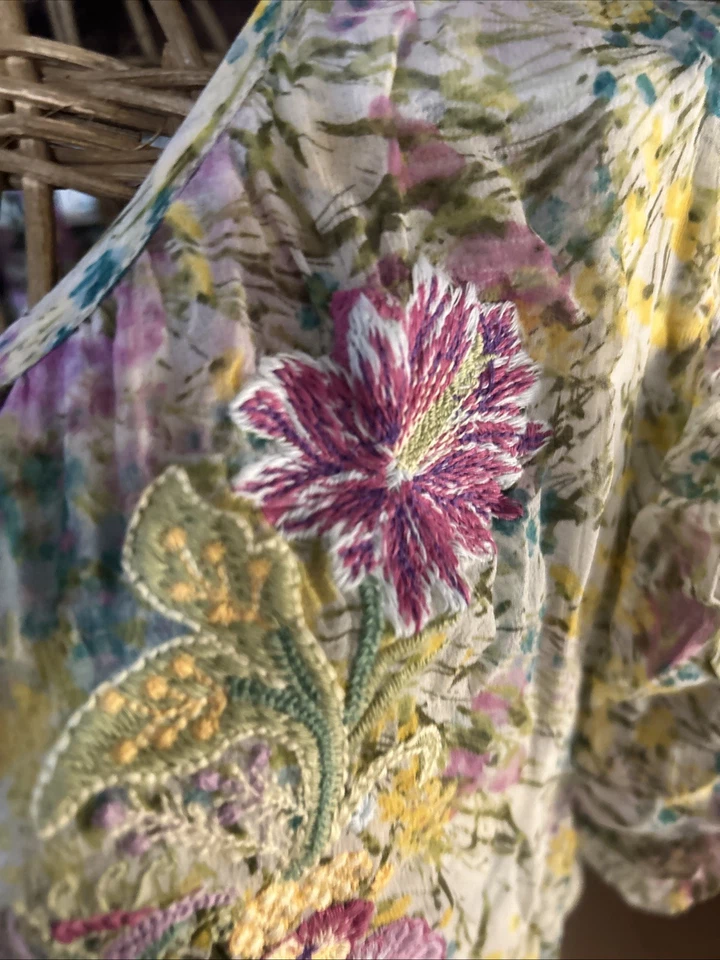 Sundance Dress Large  Maxi Catalog Green Tiered Floral Eden Embroidered  $298 - Image 4 of 4