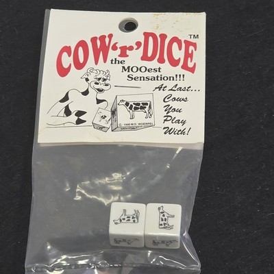 Two Novelty Dice, Cow R Dice the MOOest Sensation! Good Ideas Company 1990