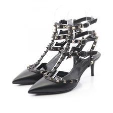 Valentino Garavani Rockstud pumps sandals heels leather Black Used Women #35 1/2