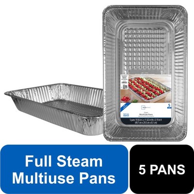 Aluminum Full Steam Pan, 19.5'' x 11.6'', Giant Disposable Catering Pan, 5 Count