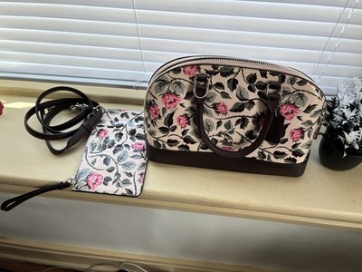 Coach Floral Satchel with Detachable Strap and Wristlet, Women's Handbag