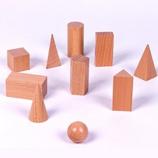 10 pezzi di solidi geometrici in legno per la casa, i bambini, la geometria,