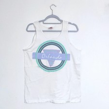 Canotta vintage Fruit of the Loom Orlando M USA anni 80 90 grafica punto singolo