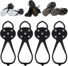 2 Pair Universal Non-Slip Gripper Spikes Ice Shoe Spikes for Hiking Skiing