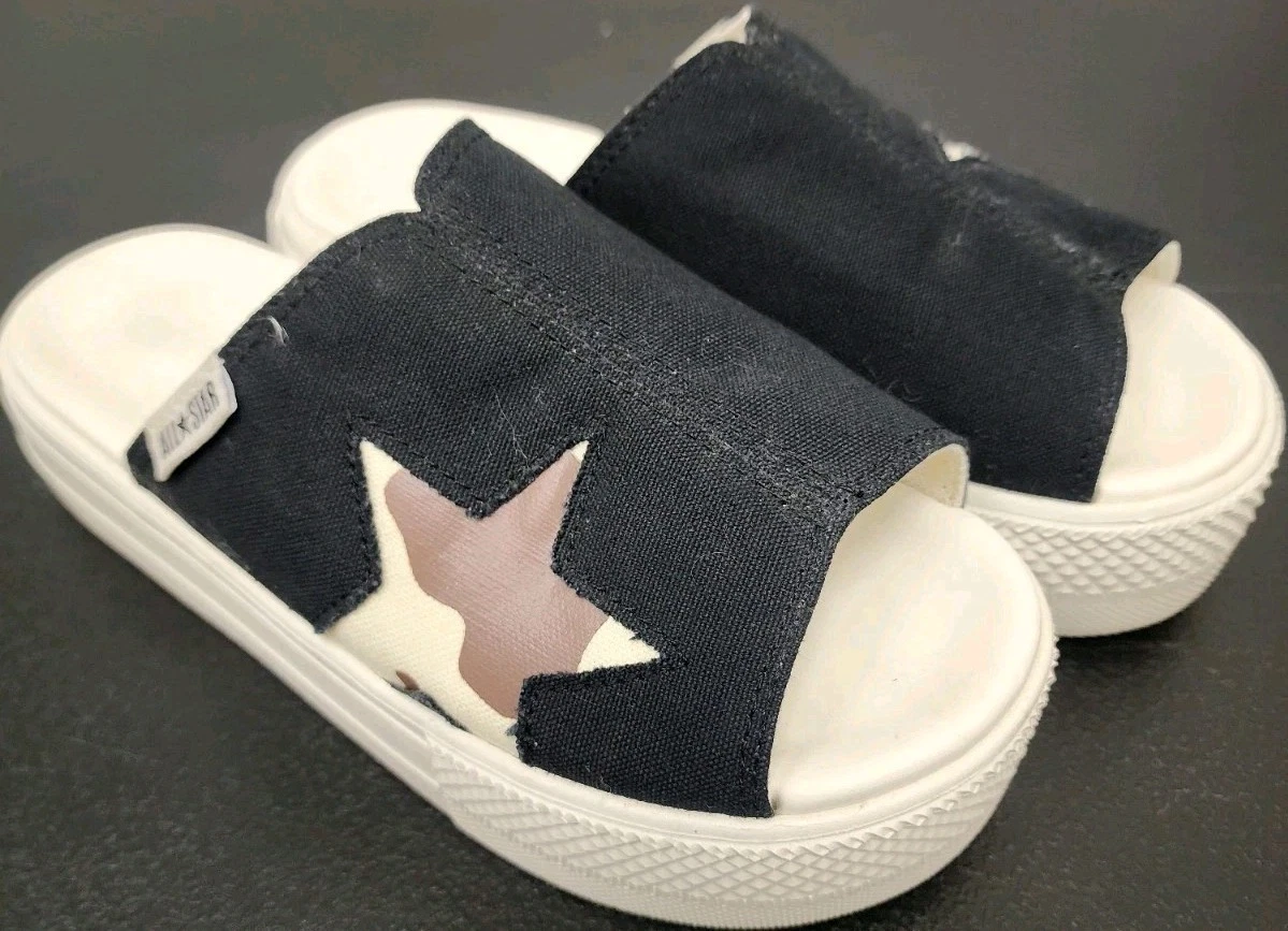 Scarpe Converse per bambini bambini All Star sandalo slip taglia USA 3 crema nero