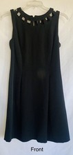 Eliza J Dress Womens 12 Black Cutout Neck A-Line Exposed Zipper Lined EJ5M9185