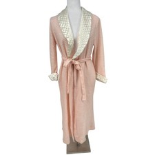 Vintage Victorias Secret Peach Sweater Knit Duster Robe Quilted Lounge One Size