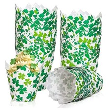 200Pcs St. Patrick's Day Tulip Cupcake Liners Green Shamrock Muffin Baking