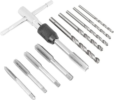 T-Handle Tap Wrench Kit with 5Pcs M3 M4 M5 M6 M8 Machine Thread Taps Set Tapping