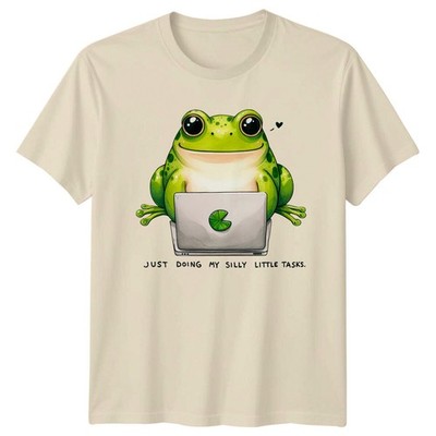 Frog Doing My Silly Little Tasks Tiere Herren T-Shirt Damen Tee Grafik Oberteil