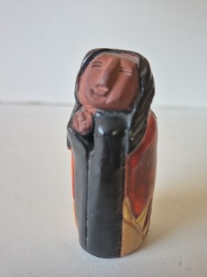 KEENA Mohawk Inuit Sun Design Native American Red Clay Pottery Signed   a14 