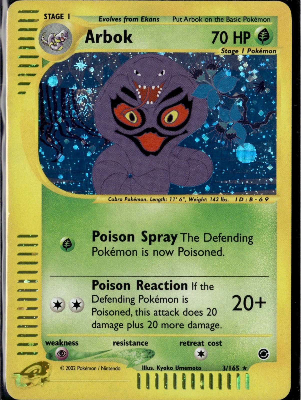 Arbok (3) Holo Rare Expedition 003/165 LP