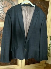 Haggar 48R Blue Black Sport Coat Taupe Lining Old Money Academia